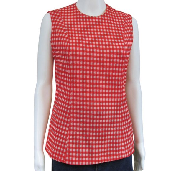 Vintage Flower Embroidery Navy Red Jacket and Checkered Vest Shirt Set - Picture 3 of 4